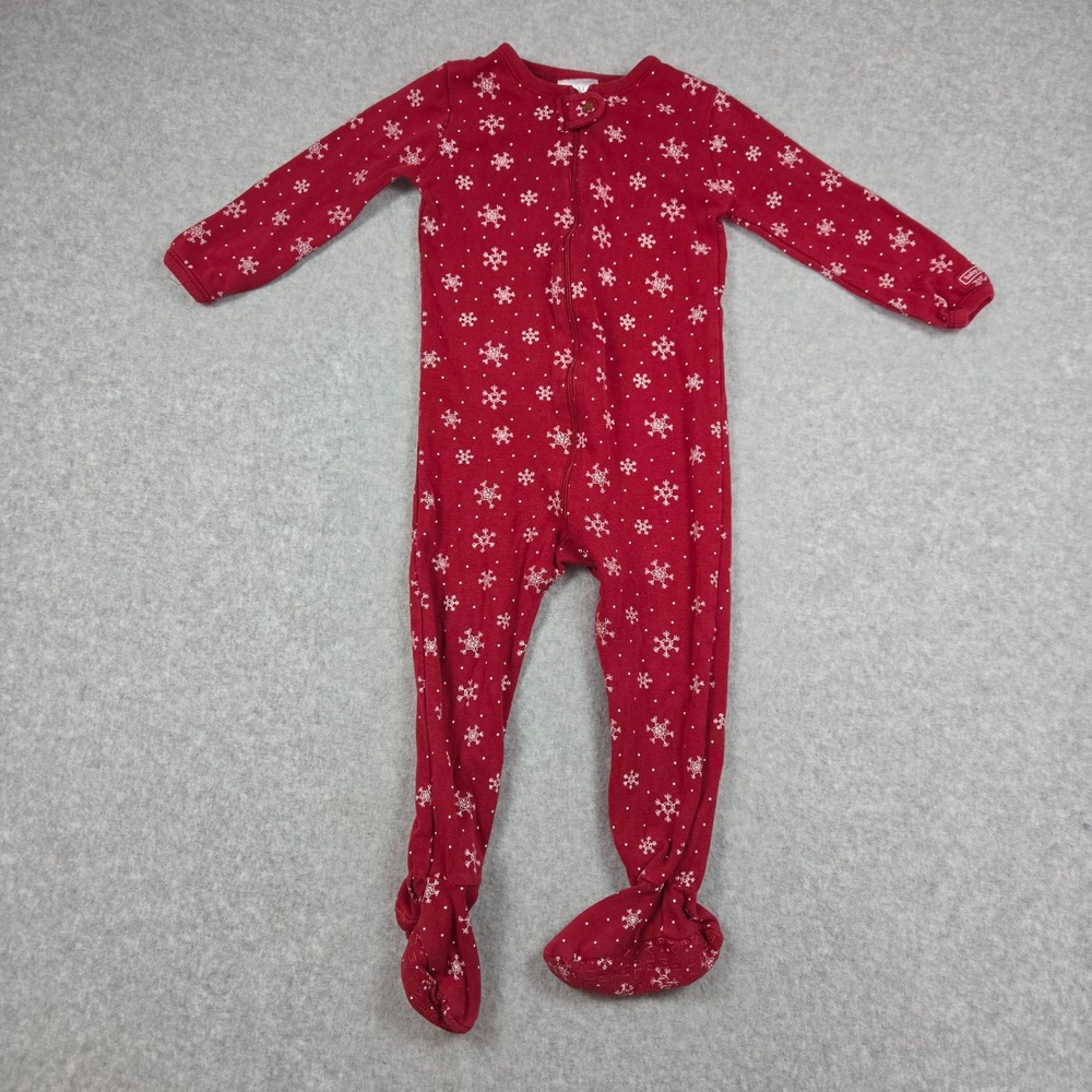 The Childrens Place Baby Red Snowflake Cotton Footed Sleeper Pajamas 24 Months